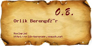 Orlik Berengár névjegykártya